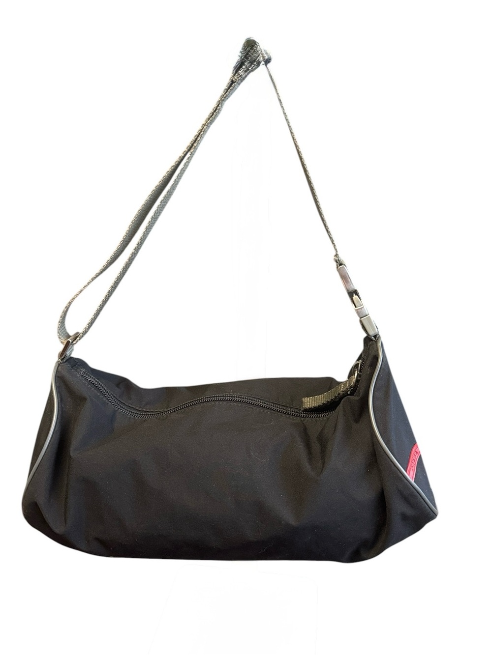Vintage Y2K Prada Sport Logo Mini Duffel Barrel Bag Nylon Black Silver Hardware - Picture 3 of 14